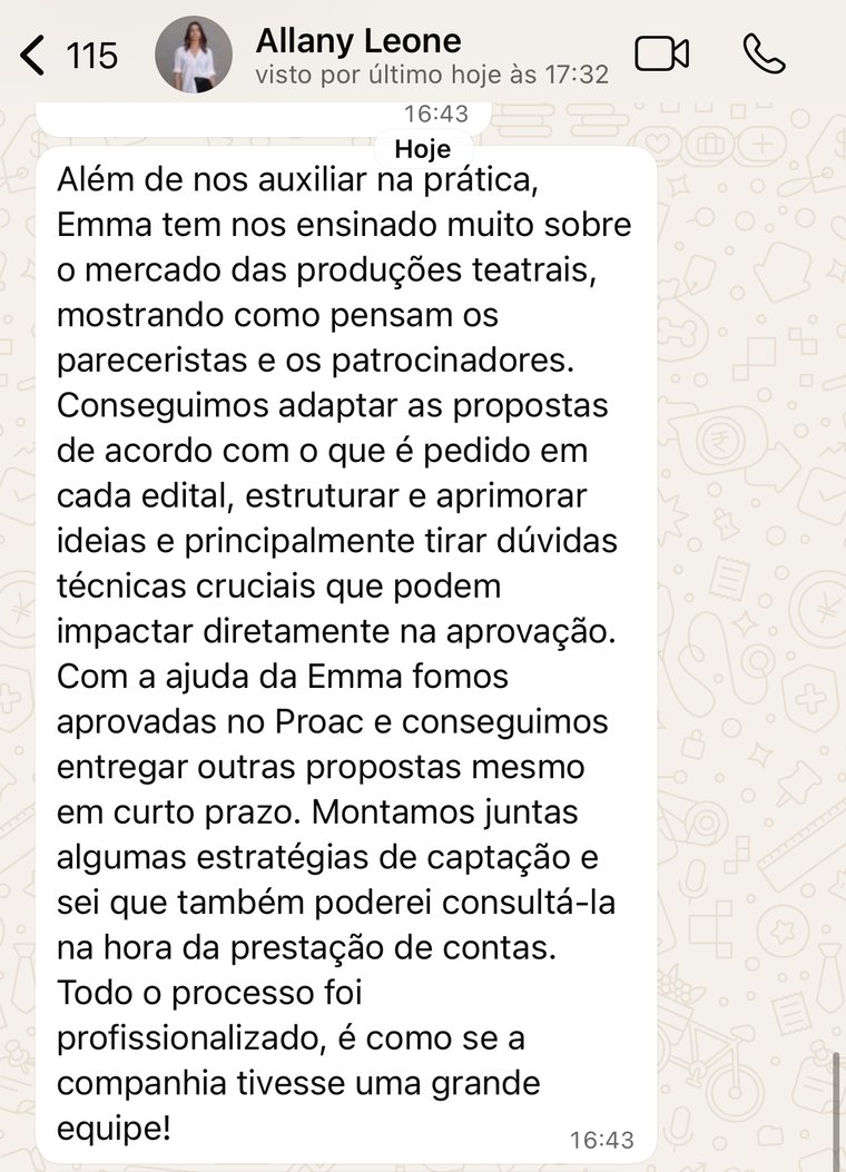 Print de conversa no WhatsApp com Allany Leone